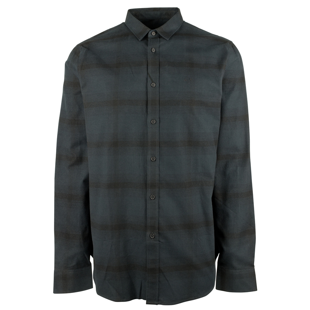 A/X Armani Exchange Men's Regular Fit Long Sleeves Shirt-BLU-Small